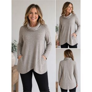 J Jill Pure Jill Beige Funnel Neck Sweater size XS
